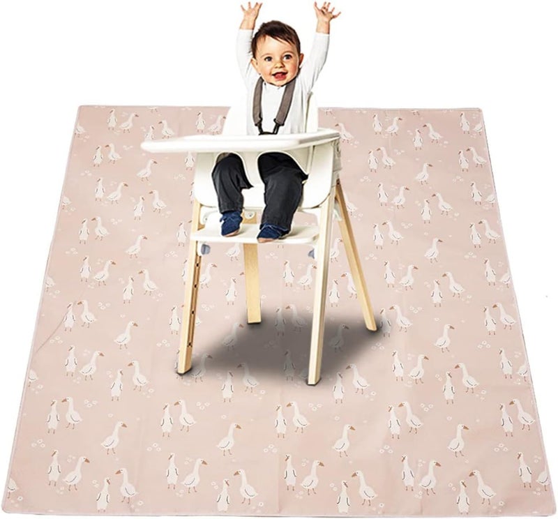CoolaPeach Splat Mat for Under High Chair/Arts/Crafts, Washable Baby Spill Mat Waterproof Non-Slip Floor Splash Mat, Portable Baby Play Mat and Table Cloth (Goose, 43"x 43") - Image 1